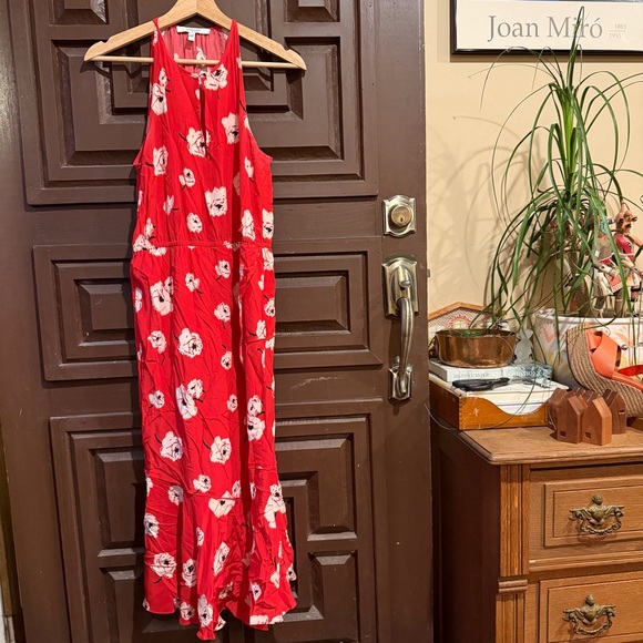 Derek Lam 10 Crosby Red Faux Wrap Dress Floral Silk Sleeveless Belted - SZ 6 - Picture 3 of 7